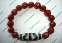 Tiger Tooth Dzi with Faceted Red Agate