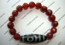 2 Eye Dzi with Faceted Red Agate
