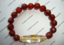 Clear Quartz Mantra Dzi with Faceted Red Agate