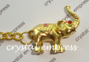 Bejeweled Golden Elephant Keychain