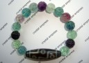 9 Eye Dzi with Rainbow Fluorite Lotus Beads