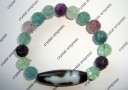 Kuan Yin Dzi with Rainbow Fluorite Lotus Beads
