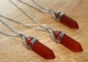 Double Terminated Carnelian Crystal Point Necklace (Silver)