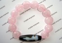 Kuan Yin Dzi with Rose Quartz Heart Beads