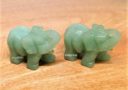 Pair of Green Aventurine Elephant with Raised Trunk