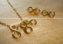 Set of Triple Infinity Necklace and Earrings (Gold Stainless Steel)