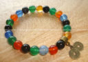 Multicolored Agate with Lucky Coins Bracelet