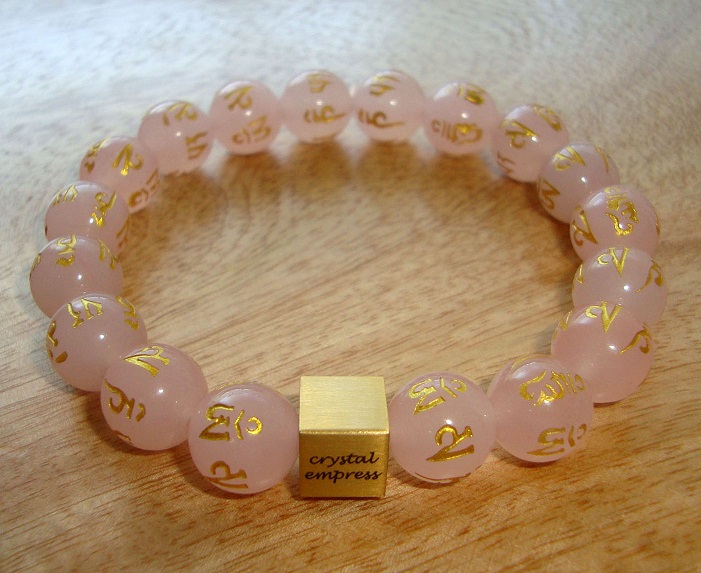 Pink Agate Mantra Minimal Charm Bracelet Crystal Empress Feng Shui Store