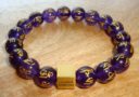 Purple Agate Mantra Minimal Charm Bracelet