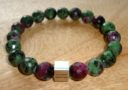 Faceted Ruby in Zoisite Minimal Charm Bracelet