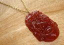 Red Agate Horse Zodiac Necklace (Stainless Steel)