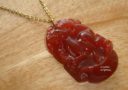 Red Agate Sheep Zodiac Necklace (Stainless Steel)