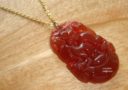 Red Agate Dog Zodiac Necklace (Stainless Steel)