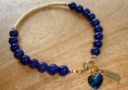Lapis Lazuli with Gold Tube Charm Bracelet