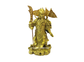 7 inch Brass Majestic Standing Nine-Dragon Kwan Kung