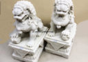 16.5″ Pair of Faux White Marble Fu Dogs