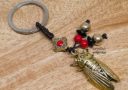 Brass Cicada Amulet Keychain