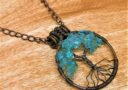 Blue Apatite Tree of Life Copper Pendant/Necklace