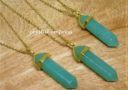 Double Terminated Green Aventurine Crystal Point Necklace (Gold)