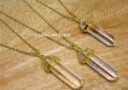 Double Terminated Clear Quartz Crystal Point Necklace (Gold)