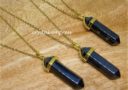 Double Terminated Hematite Crystal Point Necklace (Gold)