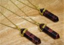 Double Terminated Red Tiger Eye Crystal Point Necklace (Gold)