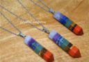 Seven Chakra Crystal Point Necklace (Silver)