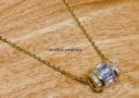 Golden Barrel Cubic Zirconia Crystal Minimalist Necklace