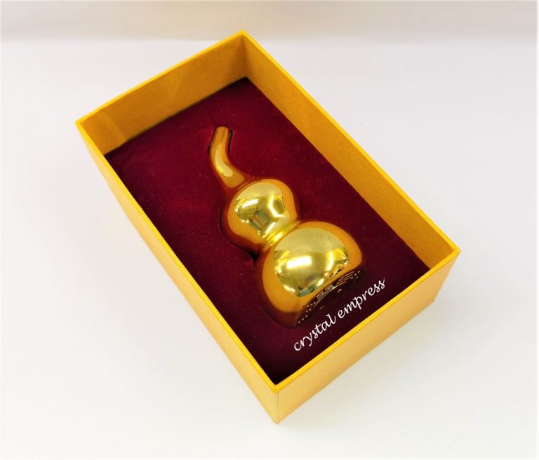 10cm Smooth Gold Wu Lou with Yin Yang and Bagua Symbols - Crystal ...