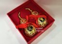 6″ Pair of Gold Wu Lou with Yin Yang and Bagua Symbols