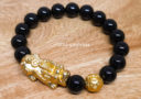 Black Onyx with Gold Pi Yao & Lucky Coin Ball Bracelet