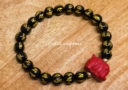 Black Onyx Mantra with Red Cinnabar Boar Zodiac Bracelet