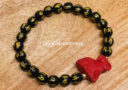 Black Onyx Mantra with Red Cinnabar Sheep Bracelet