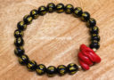 Black Onyx Mantra with Red Cinnabar Snake Zodiac Bracelet