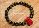 Black Onyx Mantra with Red Cinnabar Tiger Zodiac Bracelet