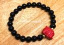 Black Onyx with Red Cinnabar Boar Zodiac Bracelet