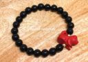 Black Onyx with Red Cinnabar Dog Zodiac Bracelet