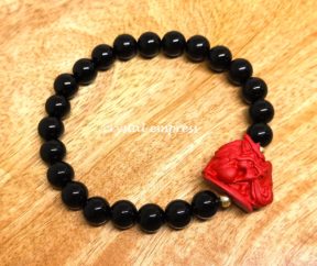 Black Onyx with Red Cinnabar Dragon Bracelet