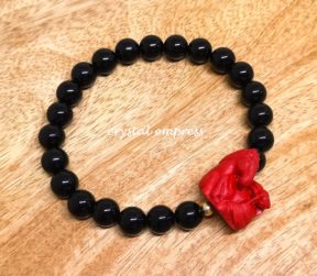 Black Onyx with Red Cinnabar Horse Bracelet