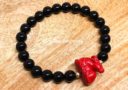 Black Onyx with Red Cinnabar Ox Zodiac Bracelet