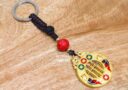 Golden Abacus with Gold Fish and Lucky Coins Keychain