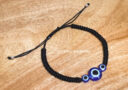 Adjustable Blue Evil Eye Thread Bracelet (Black)