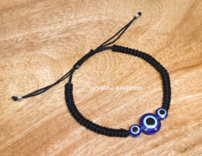 Adjustable Blue Evil Eye Thread Bracelet (Black)