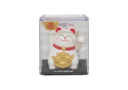 6cm White Money Fortune Cat with Ingots (Solar Powered)