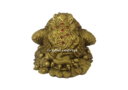 5 inch Brass Money Frog on Stack of Treasure 2