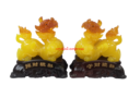 8″ Pair of Faux Yellow Jade Pi Yao (Wealth & Protection)