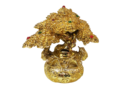 9″ Gold Wealth Inviting Tree with Money Frog and Ingot Growing on Money Bag