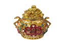 Gold Wealth Pot with 8 Auspicious Symbols