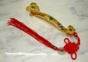 Large Golden Ruyi Scepter with Mystic Knot Tassel