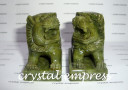 Pair of Green Jade Fu Dogs (Temple Lions)